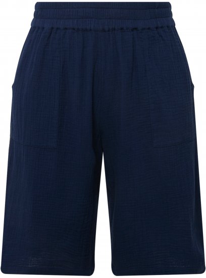Ulla Popken Muslin Elastic Waist Wide Leg Shorts Blue - Džíny & Nohavice vo Veľkých Veľkostiach – Plus Size - 