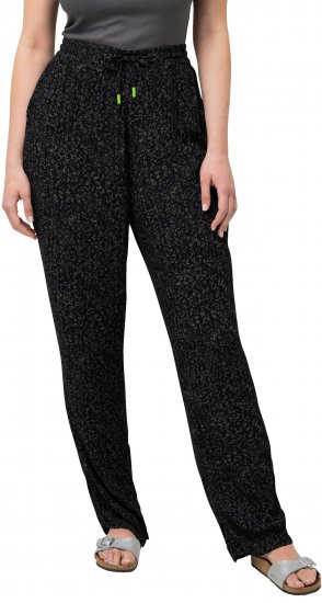 Ulla Popken Speckled Crepe Pull On Pants Black - Džíny & Nohavice vo Veľkých Veľkostiach – Plus Size - 