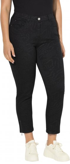 Ulla Popken Animal Print Stretch Fit Jeans Black - Džíny & Nohavice vo Veľkých Veľkostiach – Plus Size - 