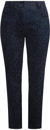 Ulla Popken Leaf Print Boyfriend Jeans Blue - Džíny & Nohavice vo Veľkých Veľkostiach – Plus Size - 