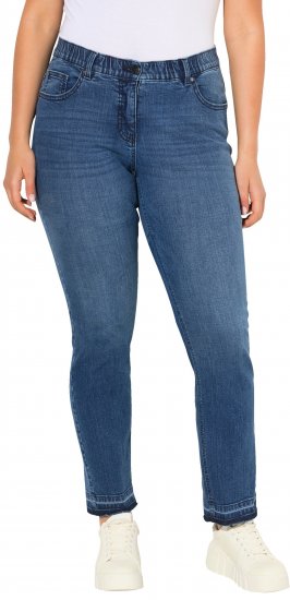 Ulla Popken Fringed Hem Stretch Fit Jeans Denim Blue - Džíny & Nohavice vo Veľkých Veľkostiach – Plus Size - 