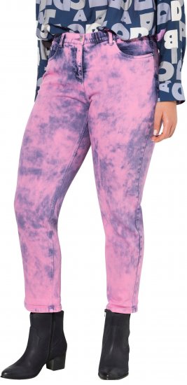 Ulla Popken Color Wash Stretch Fit Boyfriend Jeans Bold Pink - Džíny & Nohavice vo Veľkých Veľkostiach – Plus Size - 
