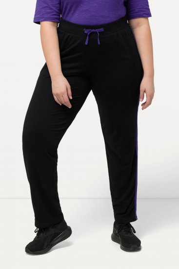 Ulla Popken Striped Elastic Waist Sweatpants Black - Džíny & Nohavice vo Veľkých Veľkostiach – Plus Size - 