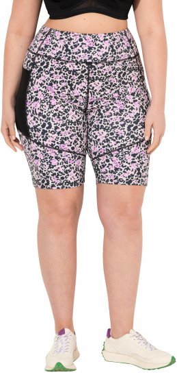Ulla Popken Leopard Print Quick Drying Shorts Black - Džíny & Nohavice vo Veľkých Veľkostiach – Plus Size - 