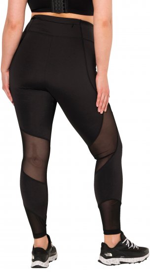 Ulla Popken Mesh Panel Leggings Black - Džíny & Nohavice vo Veľkých Veľkostiach – Plus Size - 