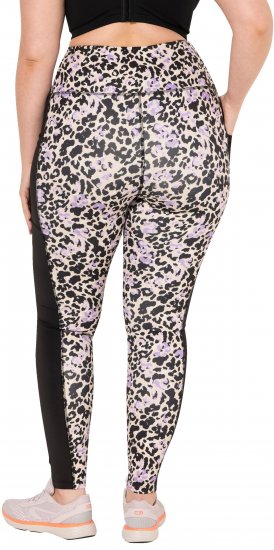 Ulla Popken Leopard Print Quick Drying Leggings Black - Džíny & Nohavice vo Veľkých Veľkostiach – Plus Size - 