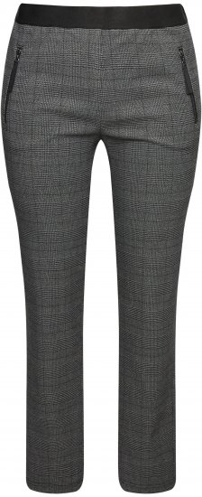 Ulla Popken Plaid Elastic Waist Tapered Leg Pants Black - Džíny & Nohavice vo Veľkých Veľkostiach – Plus Size - 