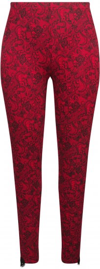 Ulla Popken Lace Print Leggings Red - Džíny & Nohavice vo Veľkých Veľkostiach – Plus Size - 