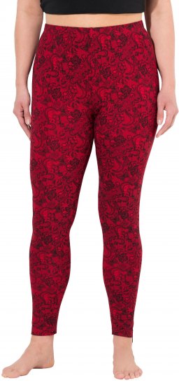 Ulla Popken Lace Print Leggings Red - Džíny & Nohavice vo Veľkých Veľkostiach – Plus Size - 