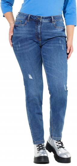 Ulla Popken Lightly Distressed Slim Leg Jeans Blue - Džíny & Nohavice vo Veľkých Veľkostiach – Plus Size - 