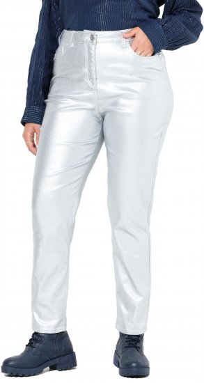 Ulla Popken Metallic Stretch Fit Mom Jeans Silver - Džíny & Nohavice vo Veľkých Veľkostiach – Plus Size - 