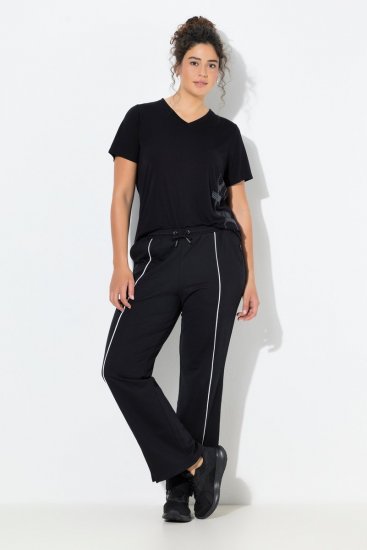 Ulla Popken Tracksuit Pants Black - Látkové nohavice - Dámske široké nohavice plus size