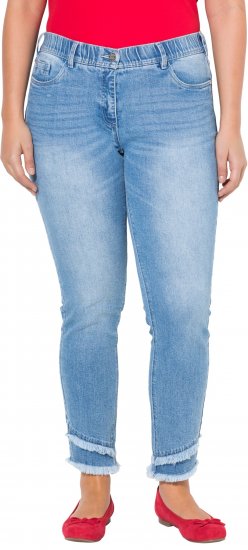 Ulla Popken Double Fringe Hem Stretch Fit Jeans Light Blue Denim - Džíny & Nohavice vo Veľkých Veľkostiach – Plus Size - 
