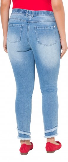 Ulla Popken Double Fringe Hem Stretch Fit Jeans Light Blue Denim - Džíny & Nohavice vo Veľkých Veľkostiach – Plus Size - 