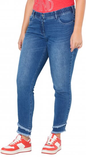 Ulla Popken Double Fringe Hem Stretch Fit Jeans Denim Blue - Džíny & Nohavice vo Veľkých Veľkostiach – Plus Size - 