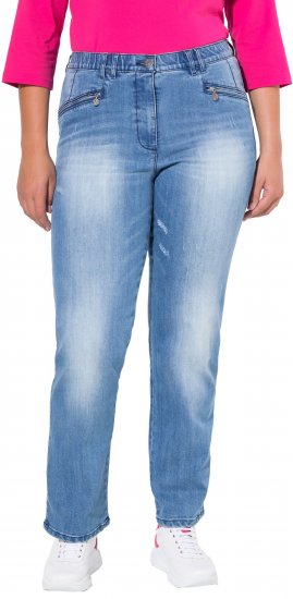 Ulla Popken Tapered Leg Lightly Distressed Jeans Blue Denim - Džíny & Nohavice vo Veľkých Veľkostiach – Plus Size - 