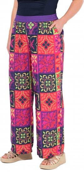 Ulla Popken Tile Print Wide Leg Palazzo Pants Purple - Džíny & Nohavice vo Veľkých Veľkostiach – Plus Size - 