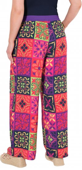 Ulla Popken Tile Print Wide Leg Palazzo Pants Purple - Džíny & Nohavice vo Veľkých Veľkostiach – Plus Size - 