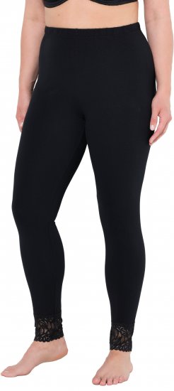 Ulla Popken Lace Trim Leggings Black - Džíny & Nohavice vo Veľkých Veľkostiach – Plus Size - 