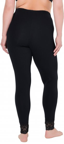 Ulla Popken Lace Trim Leggings Black - Džíny & Nohavice vo Veľkých Veľkostiach – Plus Size - 