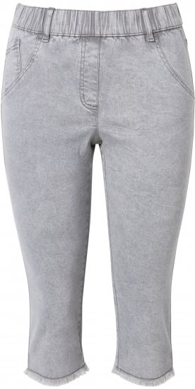 Ulla Popken Denim Fringed Hem Capris Grey - Džíny & Nohavice vo Veľkých Veľkostiach – Plus Size - 