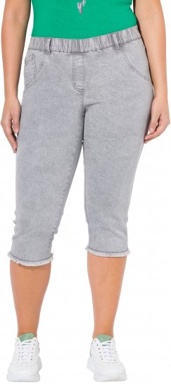 Ulla Popken Denim Fringed Hem Capris Grey - Džíny & Nohavice vo Veľkých Veľkostiach – Plus Size - 