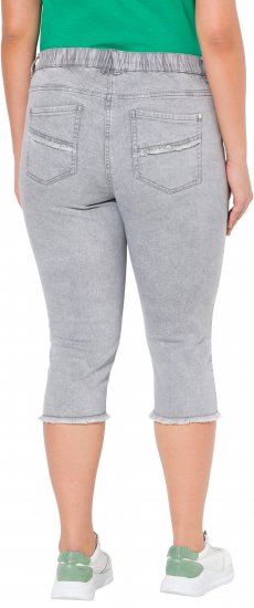 Ulla Popken Denim Fringed Hem Capris Grey - Džíny & Nohavice vo Veľkých Veľkostiach – Plus Size - 