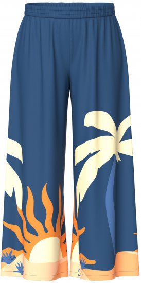 Ulla Popken Abstract Landscape Elastic Waist Palazzo Pants Blue - Džíny & Nohavice vo Veľkých Veľkostiach – Plus Size - 