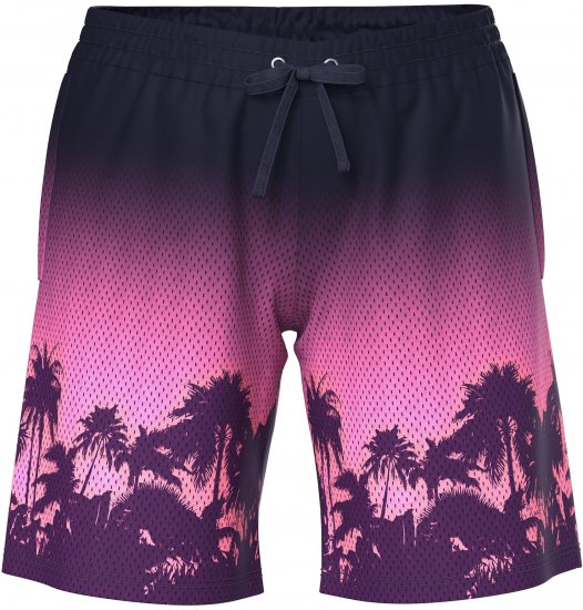 Ulla Popken Active Wide Leg Elastic Waist Palm Tree Pattern Mesh Shorts Black - Džíny & Nohavice vo Veľkých Veľkostiach – Plus Size - 