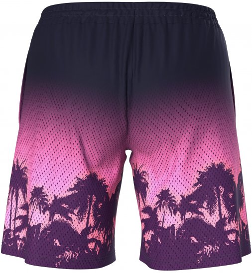 Ulla Popken Active Wide Leg Elastic Waist Palm Tree Pattern Mesh Shorts Black - Džíny & Nohavice vo Veľkých Veľkostiach – Plus Size - 