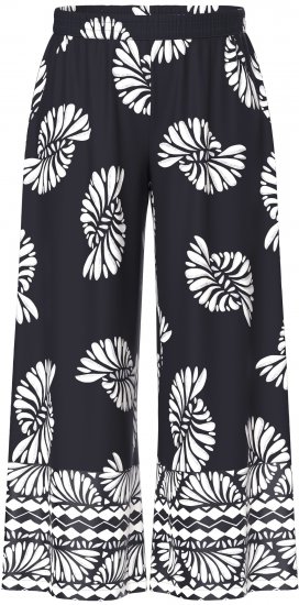 Ulla Popken Fossil Print Elastic Waist Palazzo Pants Black - Džíny & Nohavice vo Veľkých Veľkostiach – Plus Size - 