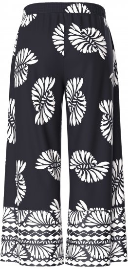 Ulla Popken Fossil Print Elastic Waist Palazzo Pants Black - Džíny & Nohavice vo Veľkých Veľkostiach – Plus Size - 