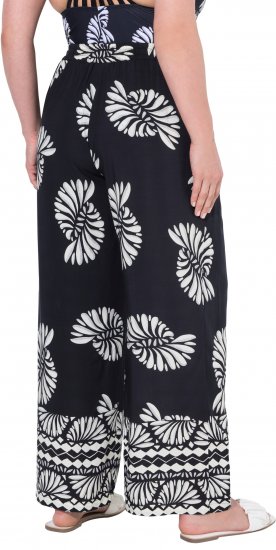Ulla Popken Fossil Print Elastic Waist Palazzo Pants Black - Džíny & Nohavice vo Veľkých Veľkostiach – Plus Size - 