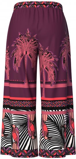 Ulla Popken Mixed Palm Print Elastic Waist Palazzo Pants Red - Džíny & Nohavice vo Veľkých Veľkostiach – Plus Size - 