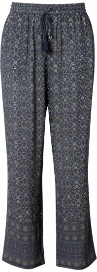 Ulla Popken Geometric Print Elastic Waist Pants Navy - Džíny & Nohavice vo Veľkých Veľkostiach – Plus Size - 