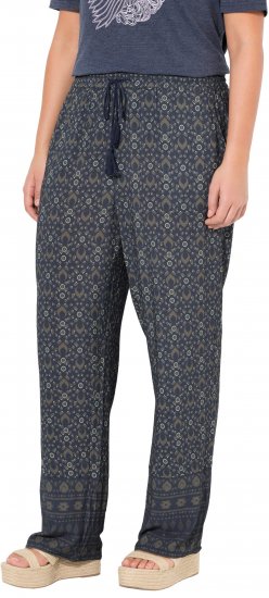 Ulla Popken Geometric Print Elastic Waist Pants Navy - Džíny & Nohavice vo Veľkých Veľkostiach – Plus Size - 