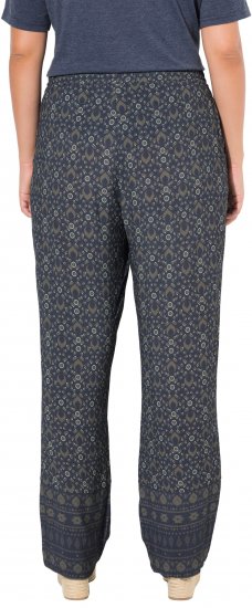 Ulla Popken Geometric Print Elastic Waist Pants Navy - Džíny & Nohavice vo Veľkých Veľkostiach – Plus Size - 