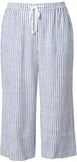 Ulla Popken Coastal Stripe Linen Blend Elastic Waist Culottes Blue - Džíny & Nohavice vo Veľkých Veľkostiach – Plus Size - 