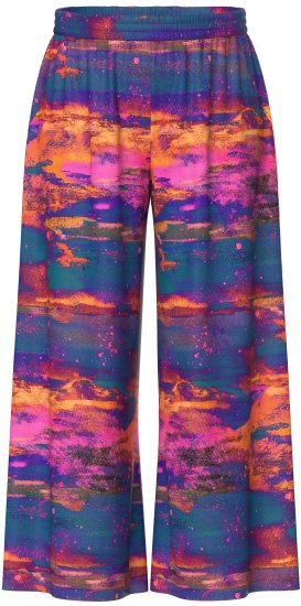 Ulla Popken Abstract Sunset Elastic Waist Palazzo Pants Orange - Džíny & Nohavice vo Veľkých Veľkostiach – Plus Size - 