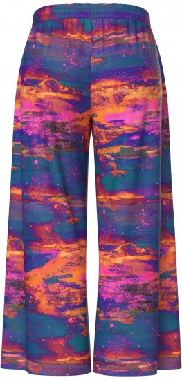 Ulla Popken Abstract Sunset Elastic Waist Palazzo Pants Orange - Džíny & Nohavice vo Veľkých Veľkostiach – Plus Size - 
