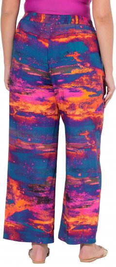 Ulla Popken Abstract Sunset Elastic Waist Palazzo Pants Orange - Džíny & Nohavice vo Veľkých Veľkostiach – Plus Size - 