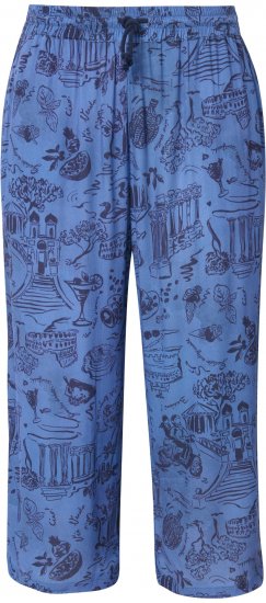 Ulla Popken Italy Print Elastic Waist Culottes Blue - Džíny & Nohavice vo Veľkých Veľkostiach – Plus Size - 