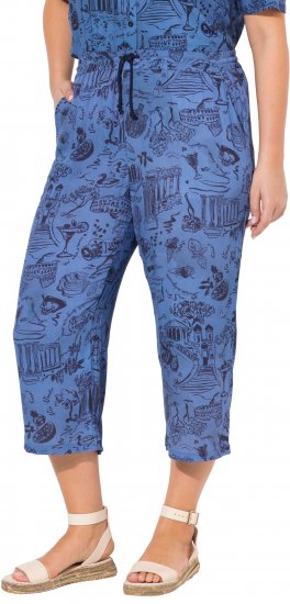 Ulla Popken Italy Print Elastic Waist Culottes Blue - Džíny & Nohavice vo Veľkých Veľkostiach – Plus Size - 