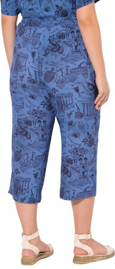 Ulla Popken Italy Print Elastic Waist Culottes Blue - Džíny & Nohavice vo Veľkých Veľkostiach – Plus Size - 