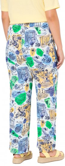 Ulla Popken Italy Print Elastic Waist Pants White - Džíny & Nohavice vo Veľkých Veľkostiach – Plus Size - 