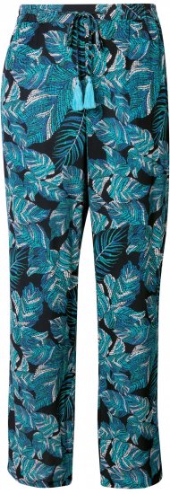 Ulla Popken Tropical Leaf Print Elastic Waist Pants Blue - Džíny & Nohavice vo Veľkých Veľkostiach – Plus Size - 