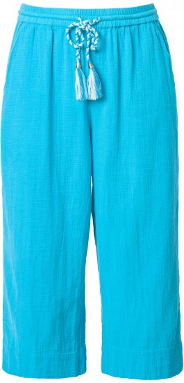 Ulla Popken Muslin Elastic Waist Culottes Blue - Džíny & Nohavice vo Veľkých Veľkostiach – Plus Size - 