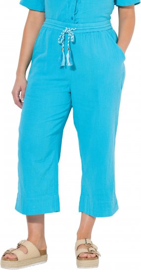 Ulla Popken Muslin Elastic Waist Culottes Blue - Džíny & Nohavice vo Veľkých Veľkostiach – Plus Size - 