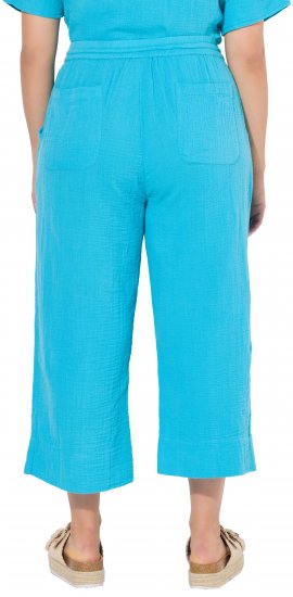 Ulla Popken Muslin Elastic Waist Culottes Blue - Džíny & Nohavice vo Veľkých Veľkostiach – Plus Size - 