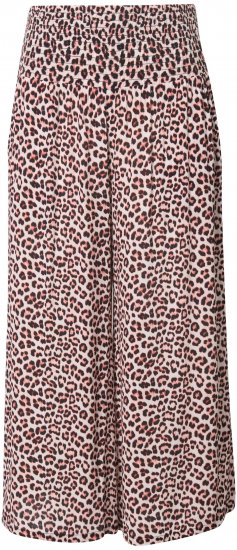 Ulla Popken Rose Wide Leg Elastic Waist Leopard Pattern Culottes Off-White - Džíny & Nohavice vo Veľkých Veľkostiach – Plus Size - 